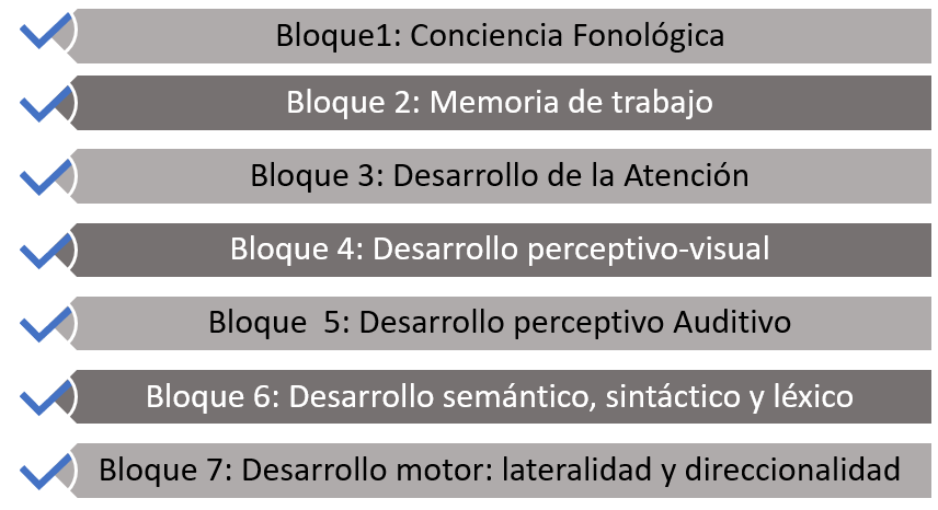 Bloques de contenido y áreas de desarrollo