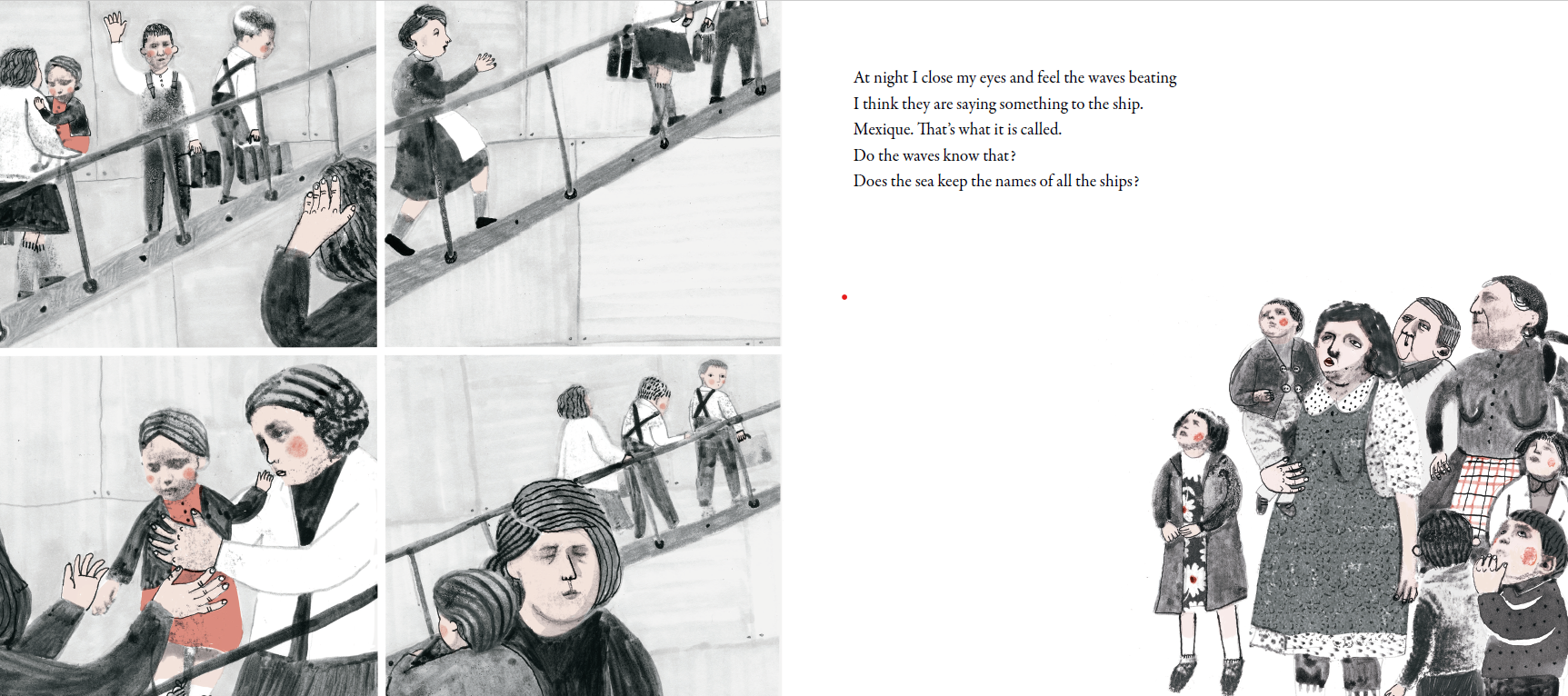 Picture 4. A scene of children boarding the Mexique. A mother’s farewell and regret